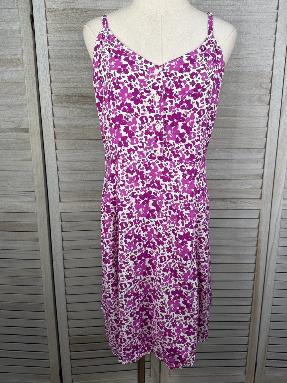GAP Sleeveless Berry/White Floral Print Button Front Sundress-Medium